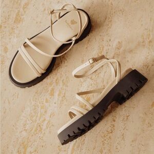 Bobbies “River” Sandals – Beige Lambskin (Size 40) – New